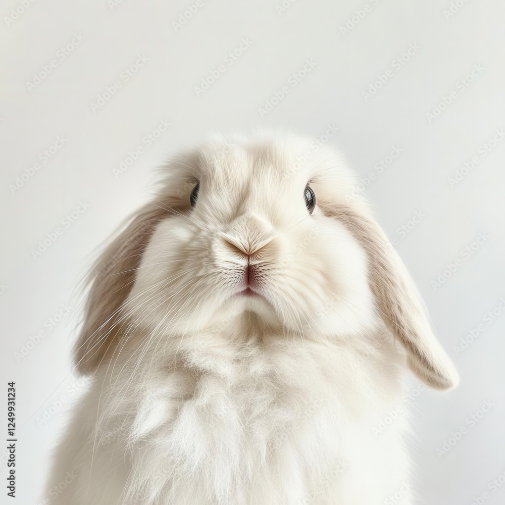 Cute Rabbit Sitting on Soft White Background for Pet Lovers and Animal Enthusiasts Cute Rabbit Sitting on Soft White Background for Pet Lovers and Animal Enthusiasts