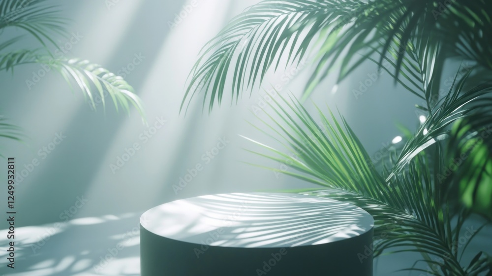 Fototapeta premium Serene setting with plants and soft lighting.