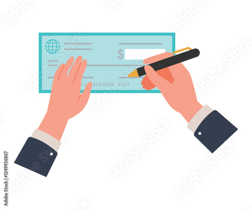Businessman Signing A Cheque stock illustration