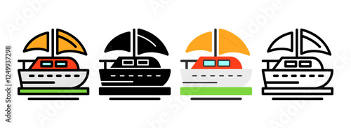 Quadro em tela Set of Sailboat Icon