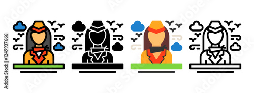 Set of Flight attendant Icon