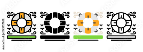 Set of Life raft Icon