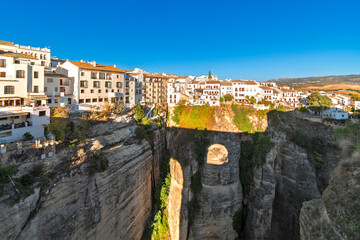 Canvas schilderij Ronda Puente Nuevo Schaduw Puente Nuevo boven Tajo-ravijn  © Kirk Fisher