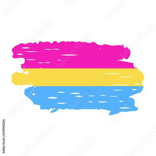 Grunge Pansexual Pride Flag. Symbol of LGBT community. Flag sexual identity. Vector template for banners, signs, logo design, etc.