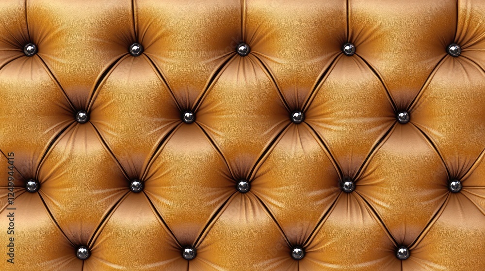 Naklejka premium Elegant Diamond Pattern: Close-Up of Luxurious Golden Leather Upholstery
