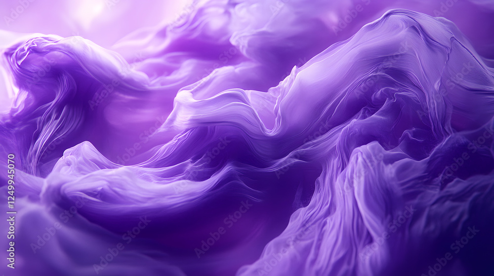 Fototapeta premium Vivid purple and lavender ink swirling in water creating mesmerizing patterns