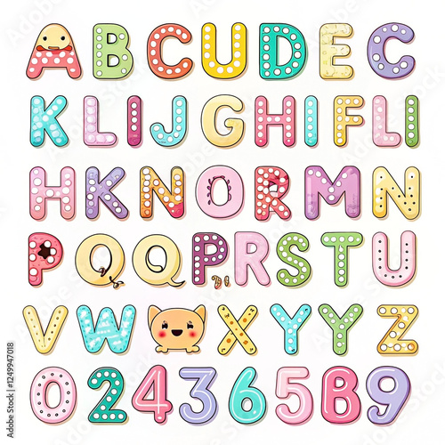 Cute colorful alphabet letters, kids learning resource, educational tool, display