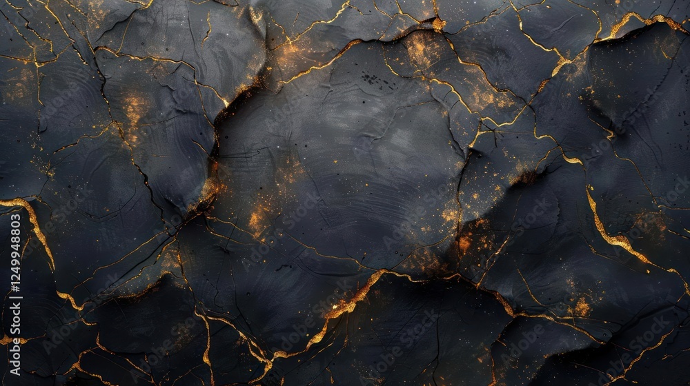 A black and gold marble background with a cracked surface A black and gold marble background with a cracked surface