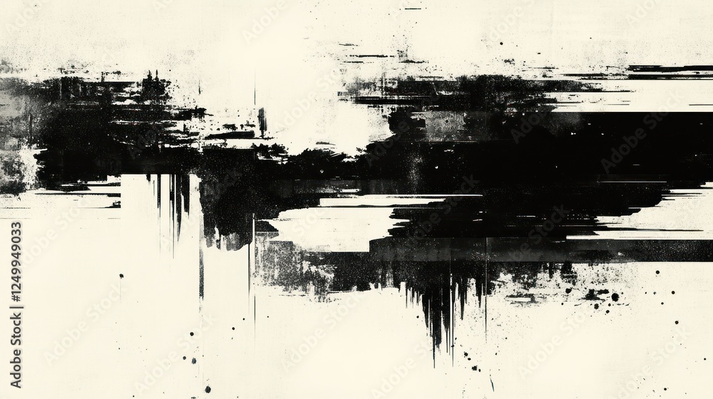 Abstract strokes of black paint on a stark white background Abstract strokes of black paint on a stark white background