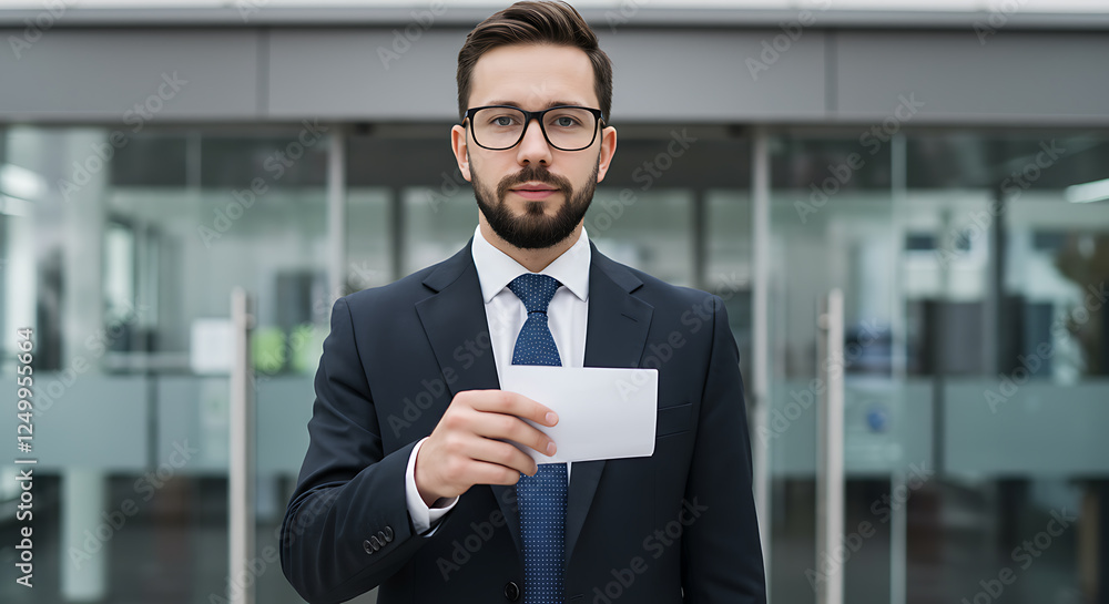 Businessman Holding Important Document In Modern Office Businessman Holding Important Document In Modern Office