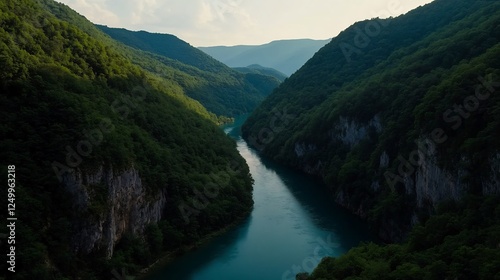 Serene River Gorge: A Breathtaking Aerial View