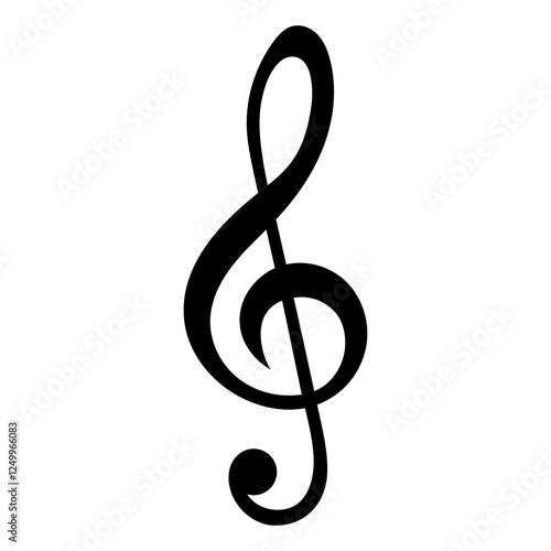 Treble clef.G clef music note isolated on white background.Vector graphic icon.