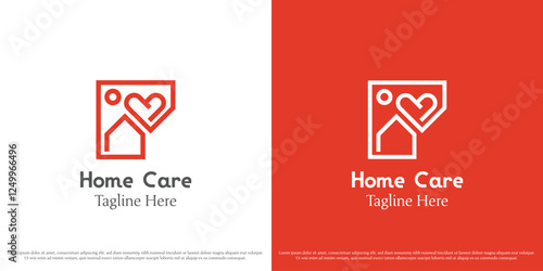 Caring home logo design illustration. Silhouette of building house love heart compassion concern donation help support non profit charity hope dream happy. Minimal simple vector icon symbol.