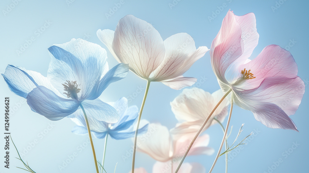 Obraz premium 夢のようなパステルフラワーの透明感あふれる美しさ