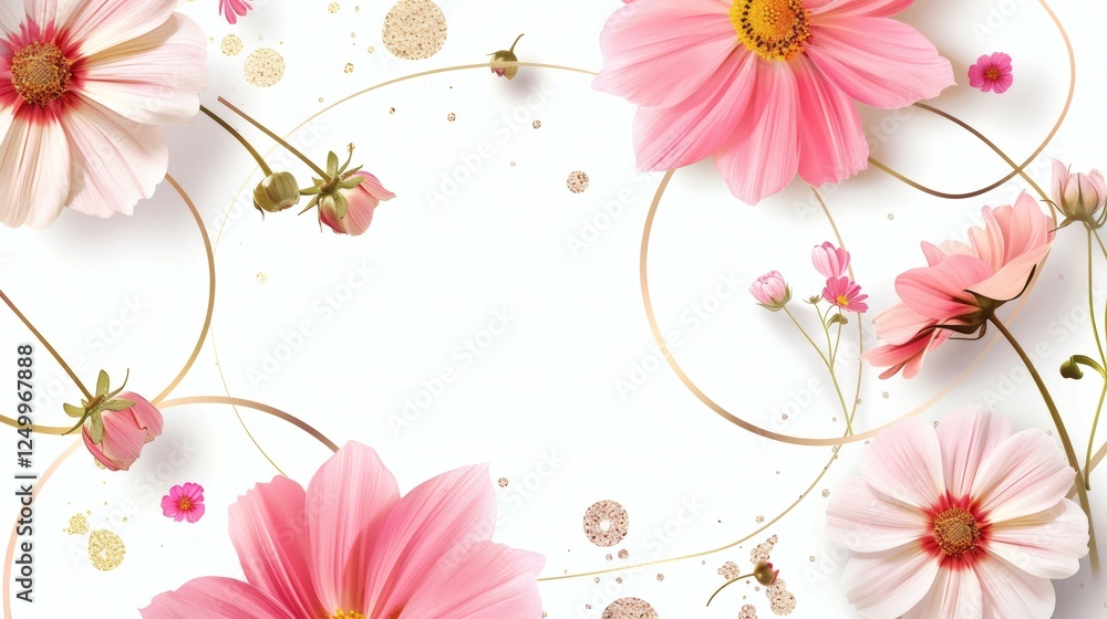 Fototapeta premium Elegant Floral Design with Pink Cosmos and Delicate Details