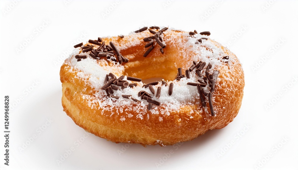 Cruller Coconut Donut with Chocolate Sprinkles on White Background Isolated Cruller Coconut Donut with Chocolate Sprinkles on White Background Isolated