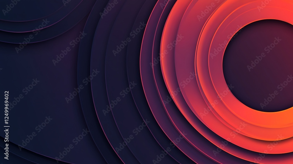 Abstract Red and Dark Blue Circular Layers Design