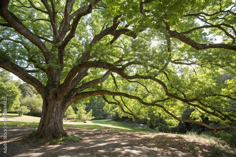 Lush green tree canopy over parkland, tranquil scene, for nature, relaxation, and peacefulness Lush green tree canopy over parkland, tranquil scene, for nature, relaxation, and peacefulness