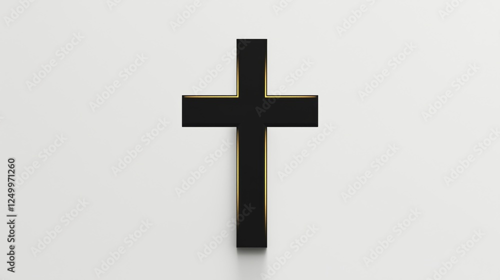 Modern Black Cross Symbol on White Background for Spirituality Modern Black Cross Symbol on White Background for Spirituality