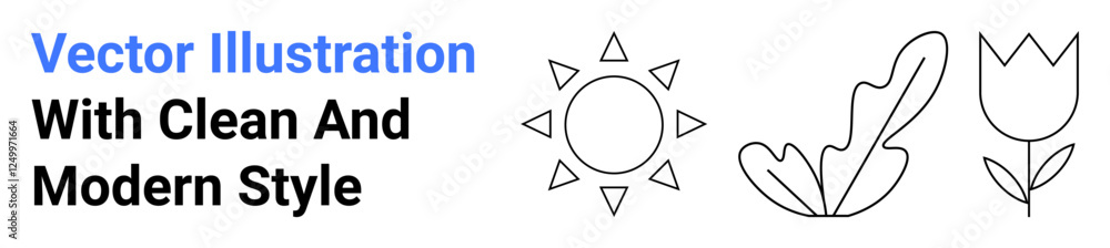 Sun, leaf, tulip in clean modern line design highlighting nature, simplicity, sustainability, and eco-friendly concepts. Ideal for branding, ecology, wellness lifestyle gardening education flat Sun, leaf, tulip in clean modern line design highlighting nature, simplicity, sustainability, and eco-friendly concepts. Ideal for branding, ecology, wellness lifestyle gardening education flat