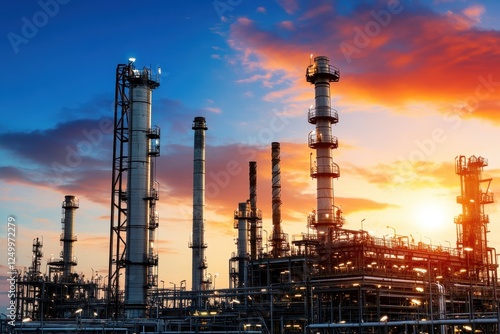 Wallpaper Mural Industrial Refinery at Sunset with Dramatic Clouds and Silhouetted Infrastructure in Background Torontodigital.ca