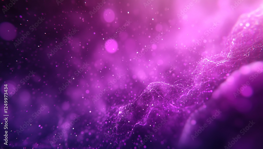 Abstract Purple Energy: Glowing Particles Flow Dynamically in a Mystical Universe, Creating a Stunning Visual Masterpiece.