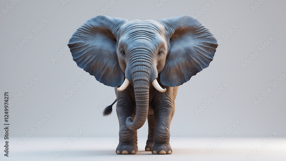 Obraz premium Detailed Elephant Portrait Against Clean Background Showcasing Majestic Features