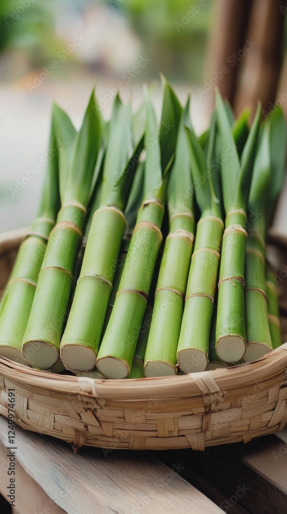 Obraz premium qingming, bamboo, tray, festival, tradition, food, Traditional rice cakes on bamboo tray, cherry blossoms in soft focus, warm golden light, rich colors