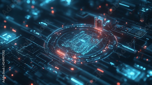 Wallpaper Mural Complex Circuit Board Design with Glowing Elements and Abstract Connections Torontodigital.ca