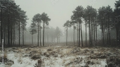 Wallpaper Mural Snow falling softly on a winter pine forest Torontodigital.ca