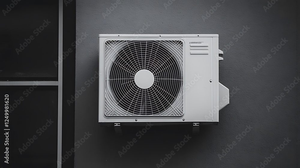 Fototapeta premium Modern Air Conditioning Unit on a Gray Wall