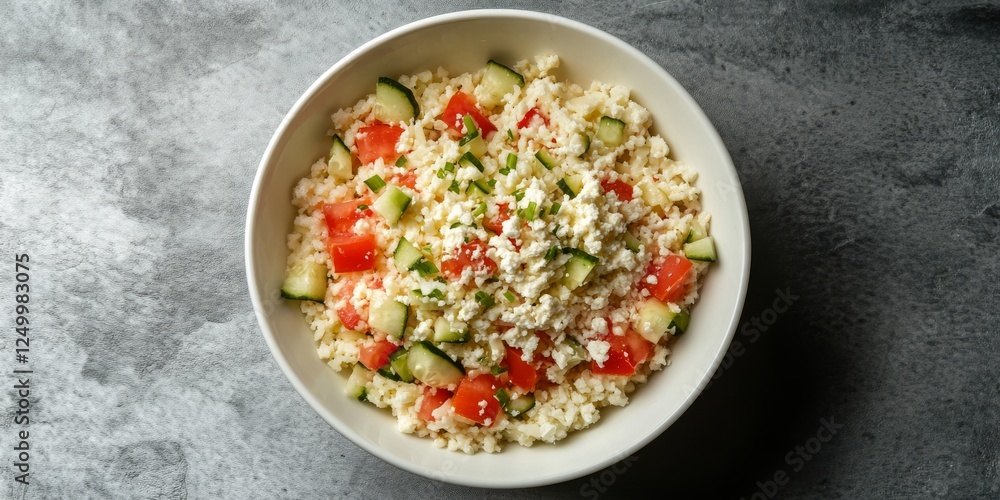 Serbian salad with tomatoes, cucumbers, and white cheese in a bowl Serbian salad with tomatoes, cucumbers, and white cheese in a bowl