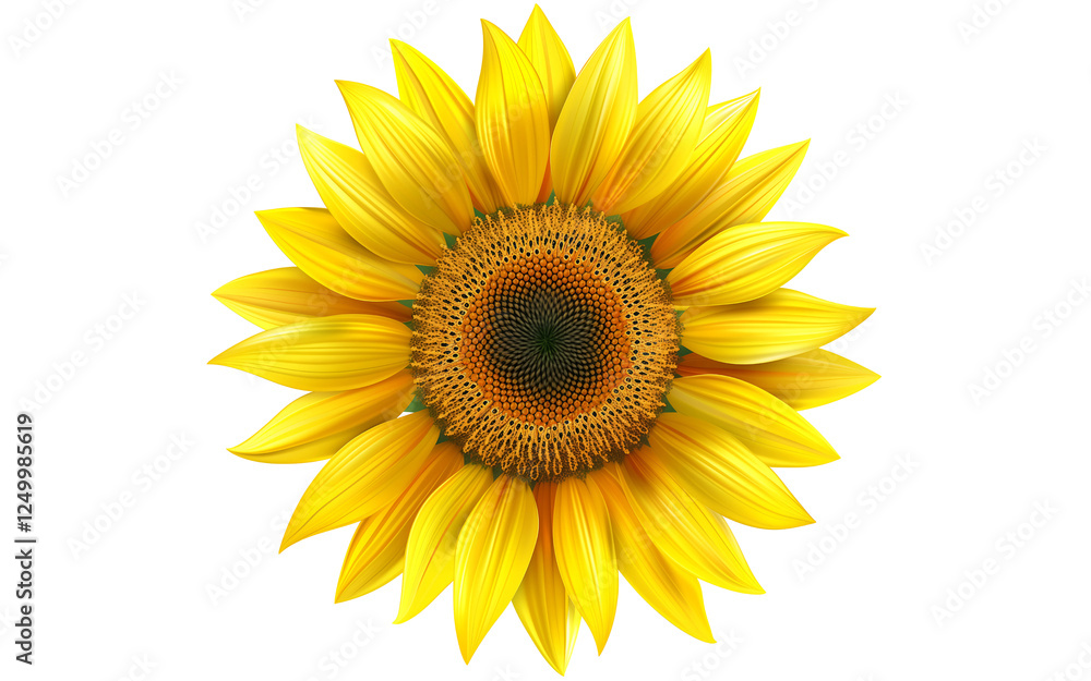 Fototapeta premium Golden Sunflower: A radiant sunflower with vibrant yellow petals and a dark, textured center stands out in captivating detail.