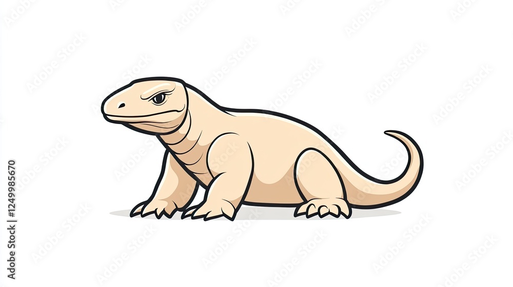 Obraz premium Cartoon illustration of a pale lizard-like creature standing on a plain background