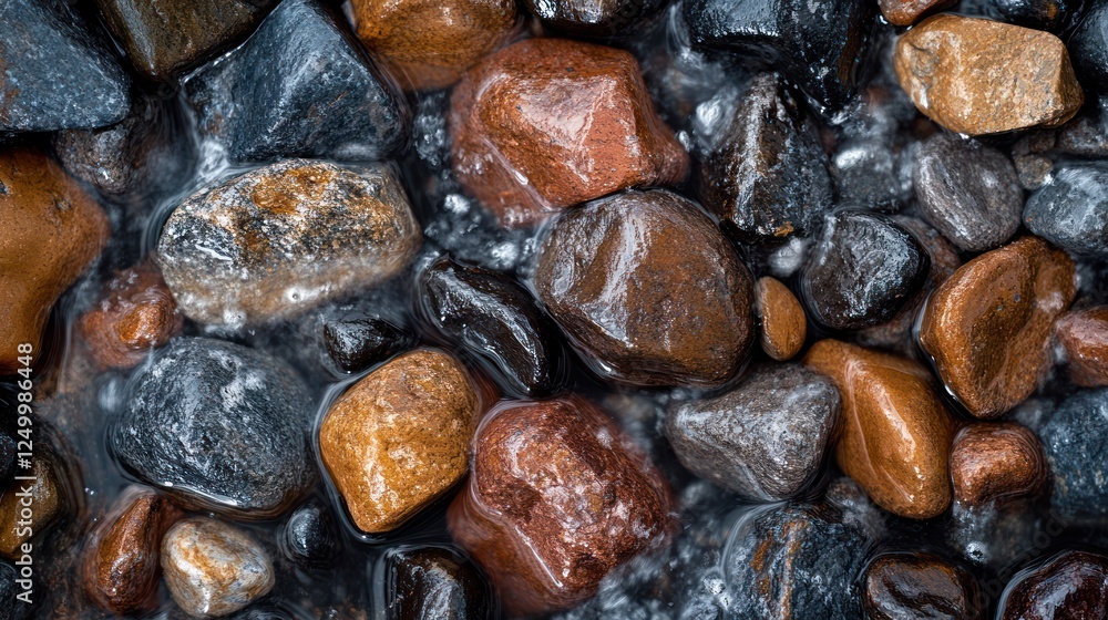 Wet colorful stones beach texture background Wet colorful stones beach texture background