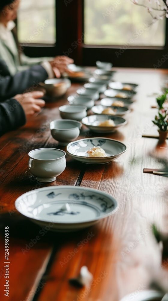 qingming, porcelain, plate, steam, festival, tradition, Traditional rice cakes on porcelain plate, steam rising, cherry blossoms in soft focus, golden hour warmth. qingming, porcelain, plate, steam, festival, tradition, Traditional rice cakes on porcelain plate, steam rising, cherry blossoms in soft focus, golden hour warmth.