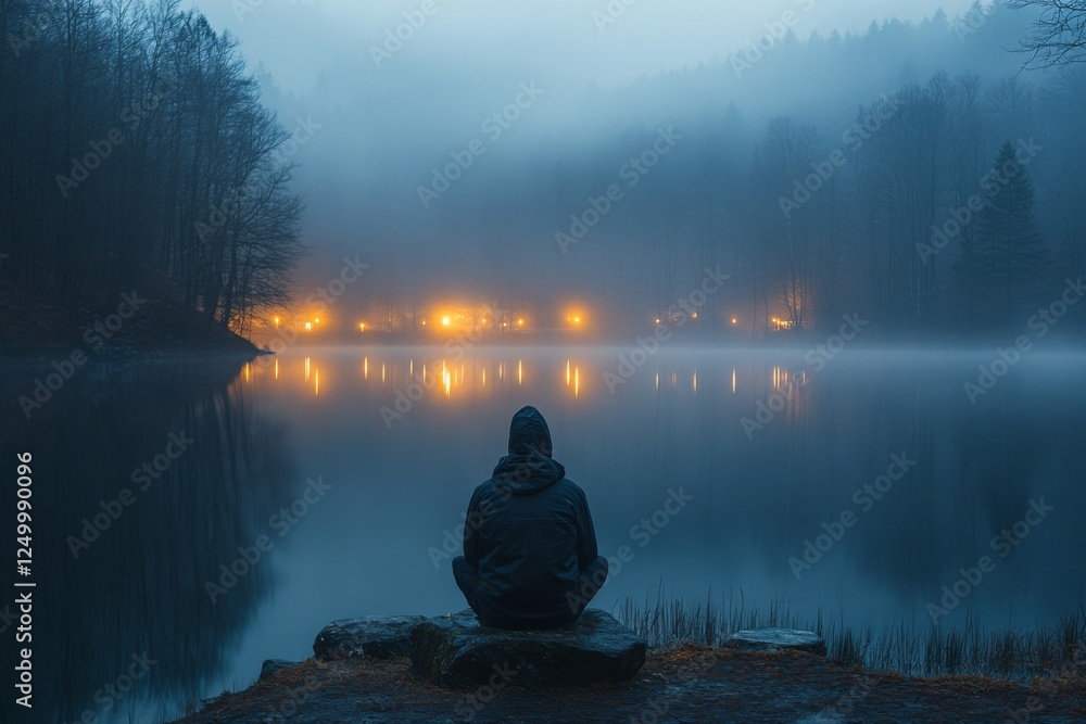 A Fisherman’s Solitude by the Lake in Long Exposure A Fisherman’s Solitude by the Lake in Long Exposure