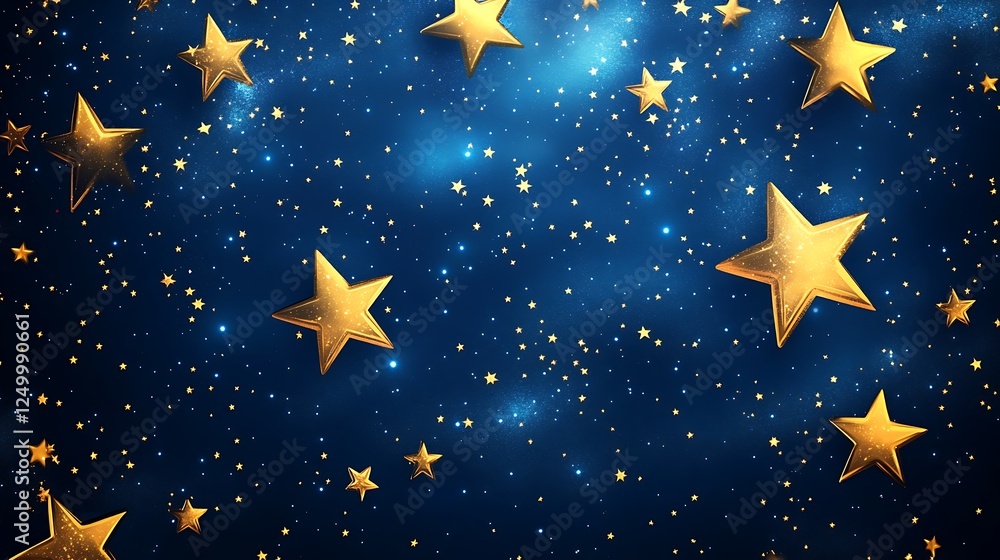 Fototapeta premium Golden stars night sky digital art, background use