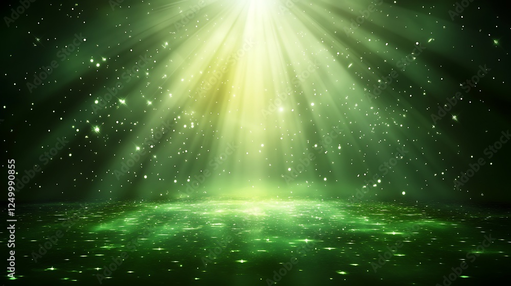 Naklejka premium Green stage lights shining down