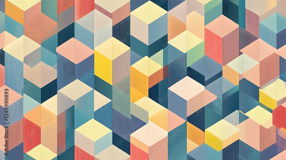 Abstract Geometric Pattern of Colorful Cubes Abstract Geometric Pattern of Colorful Cubes