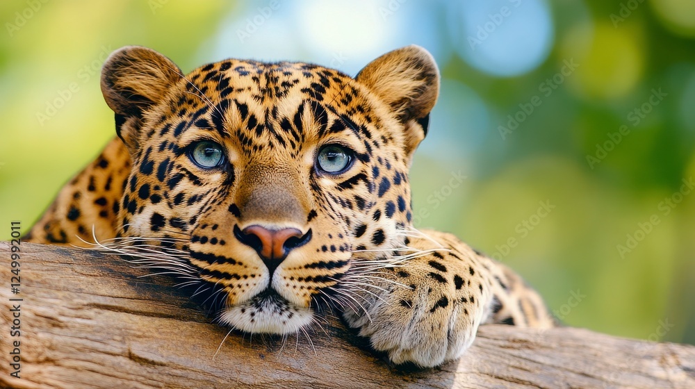 Obraz premium Majestic Leopard Observing Its Surroundings in a Natural Habitat