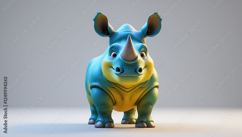 Adorable 3D Render of a Cartoon Rhino Adorable 3D Render of a Cartoon Rhino