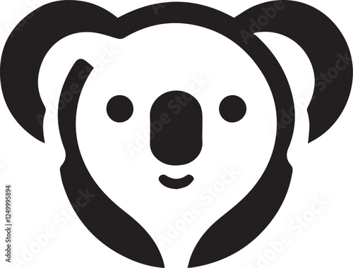 Simple koala logo on black and white background photo