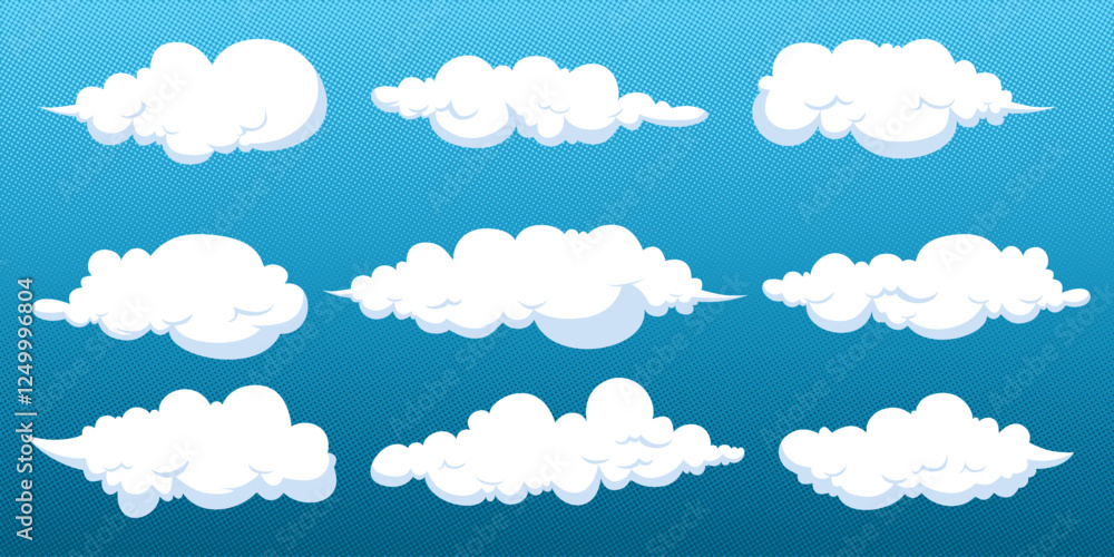 Set of cartoon cloud in a vector design. White cloud collection. Vector Eps Set of cartoon cloud in a vector design. White cloud collection. Vector Eps