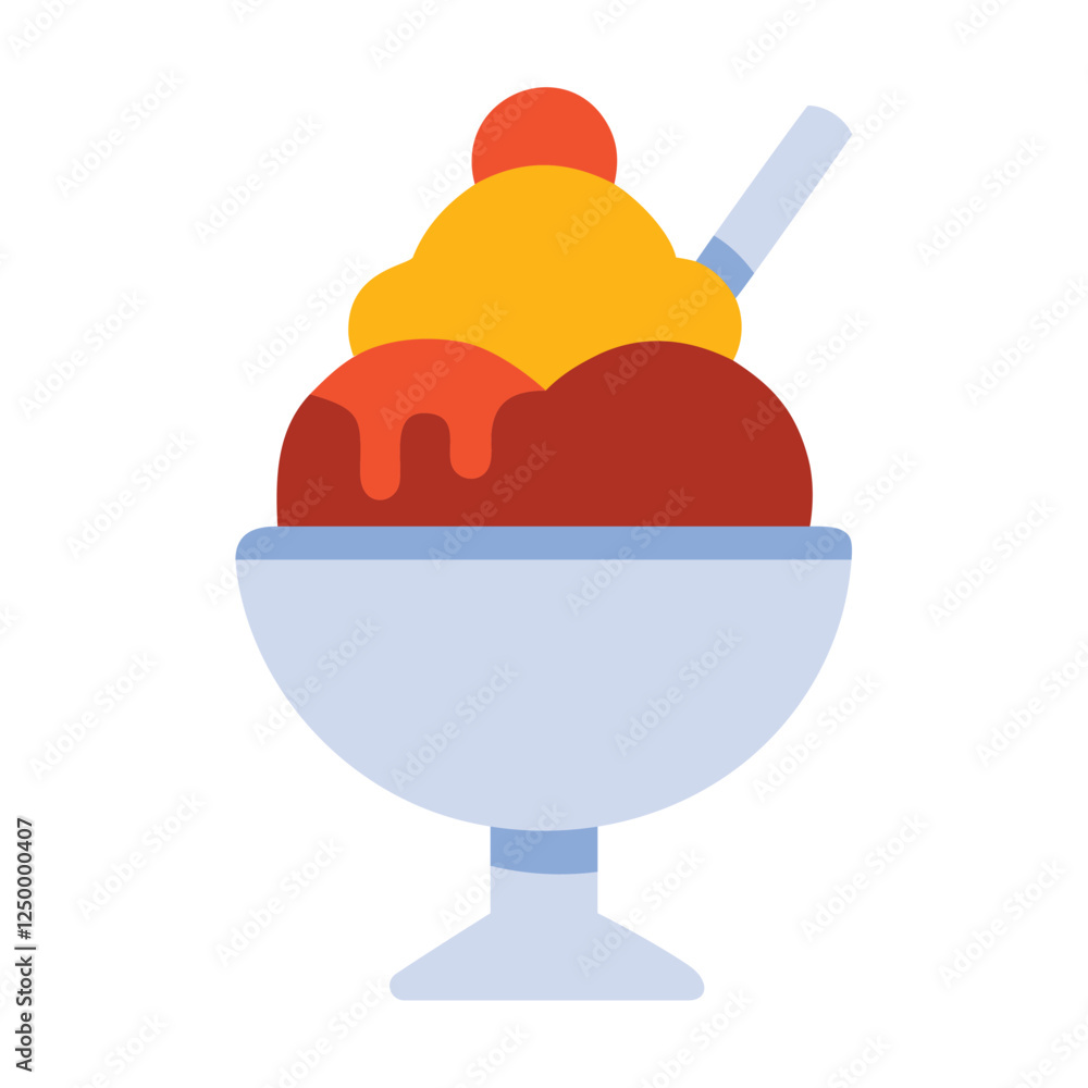 Ice cream sundae dessert illustration Ice cream sundae dessert illustration