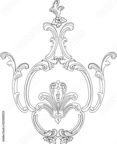 vector illustration silhouette sketch design ornament decoration carving detail for classic interior ethnic vintage traditional 