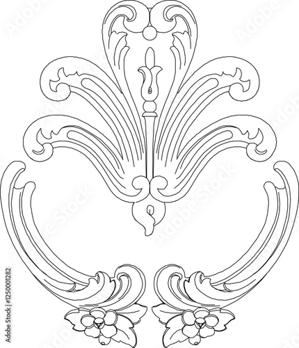 vector illustration silhouette sketch design ornament decoration carving detail for classic interior ethnic vintage traditional 