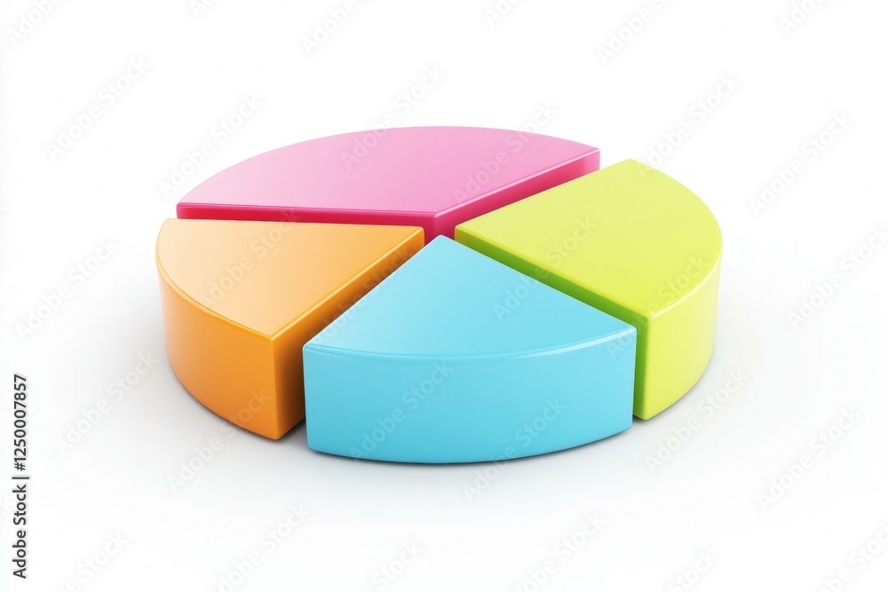 Colorful pie chart is shown with four different colored slices Colorful pie chart is shown with four different colored slices