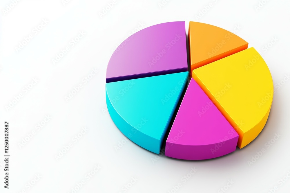 Colorful pie chart is divided into five pieces Colorful pie chart is divided into five pieces