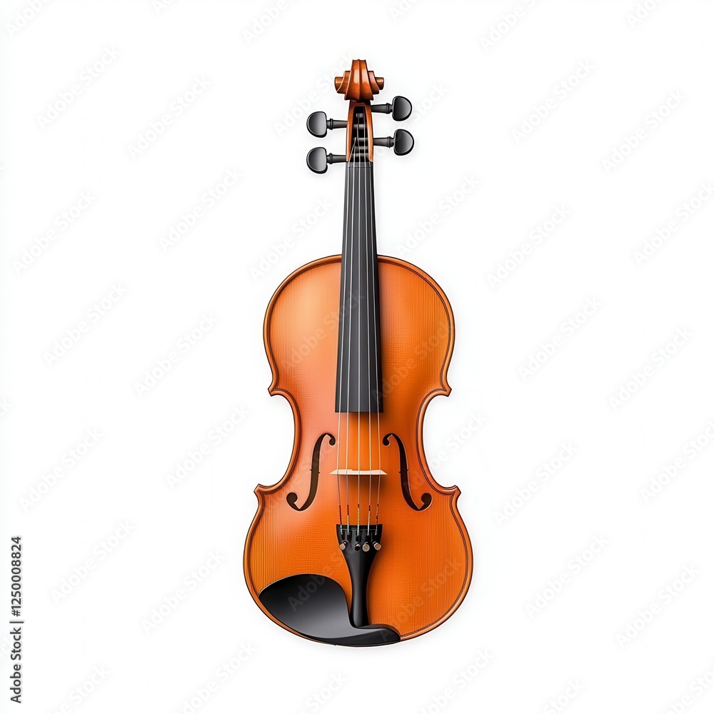 Fototapeta premium Detailed Studio Shot of a Classic Violin Against White Background